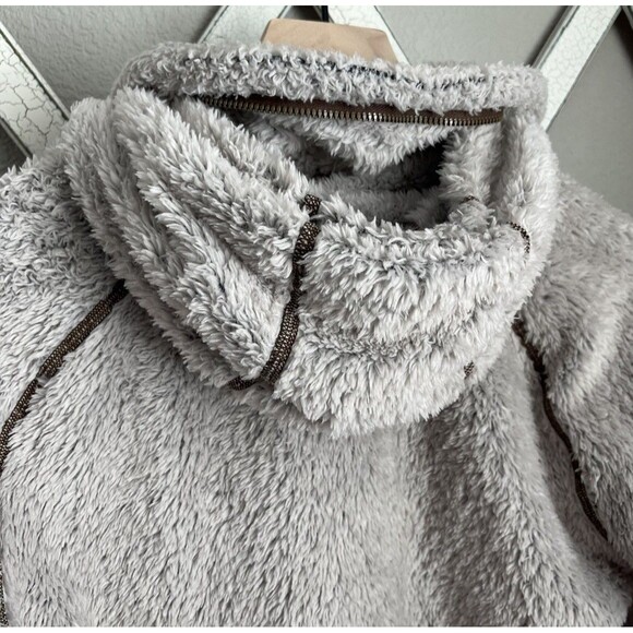 Kuhl Flight Women's S Fleece Pullover Jacket Stowaway Hood Stone - Picture 9 of 12